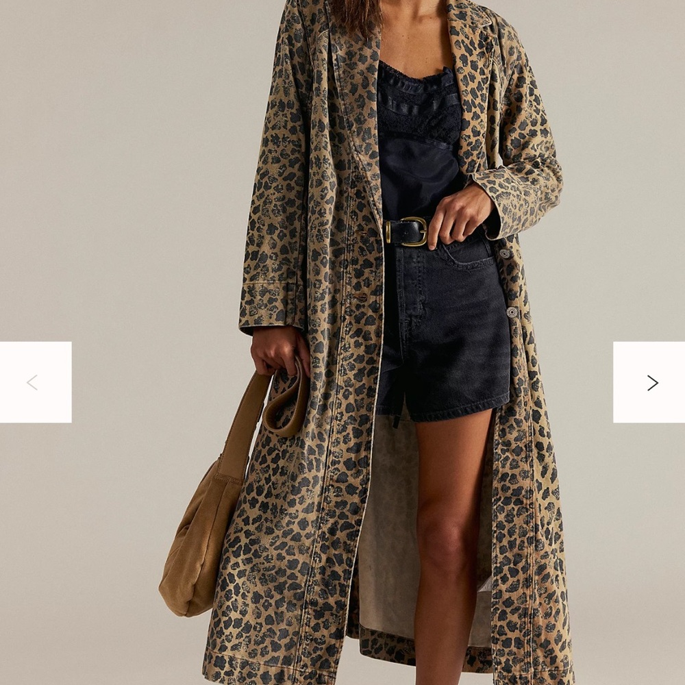 Free People Leopard Print Long Coat